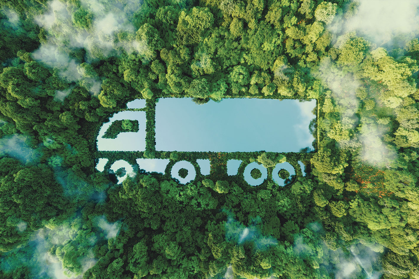 Darstellung eines Lastkraftwagens im Wald